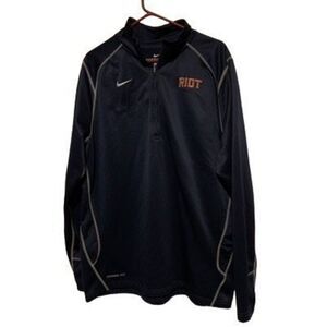 Nike Size XL Therma-Fit 1/4 Zipper Navy Blue Pullover RIOT Embroidered On Front